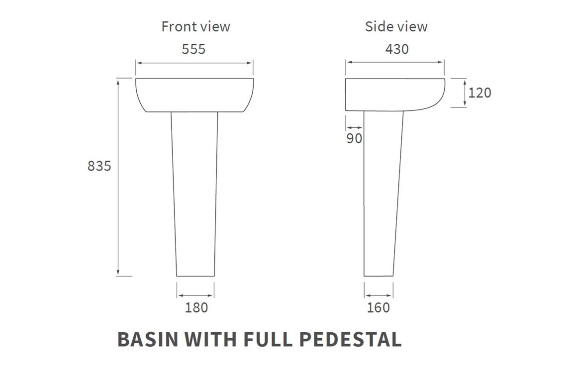Cilantro 555x430mm 1TH Basin & Full Pedestal - Image 2