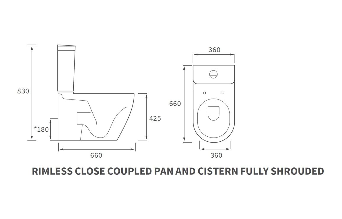 Cilantro Rimless Close Coupled Fully Shrouded WC & Soft Close Seat - Image 3
