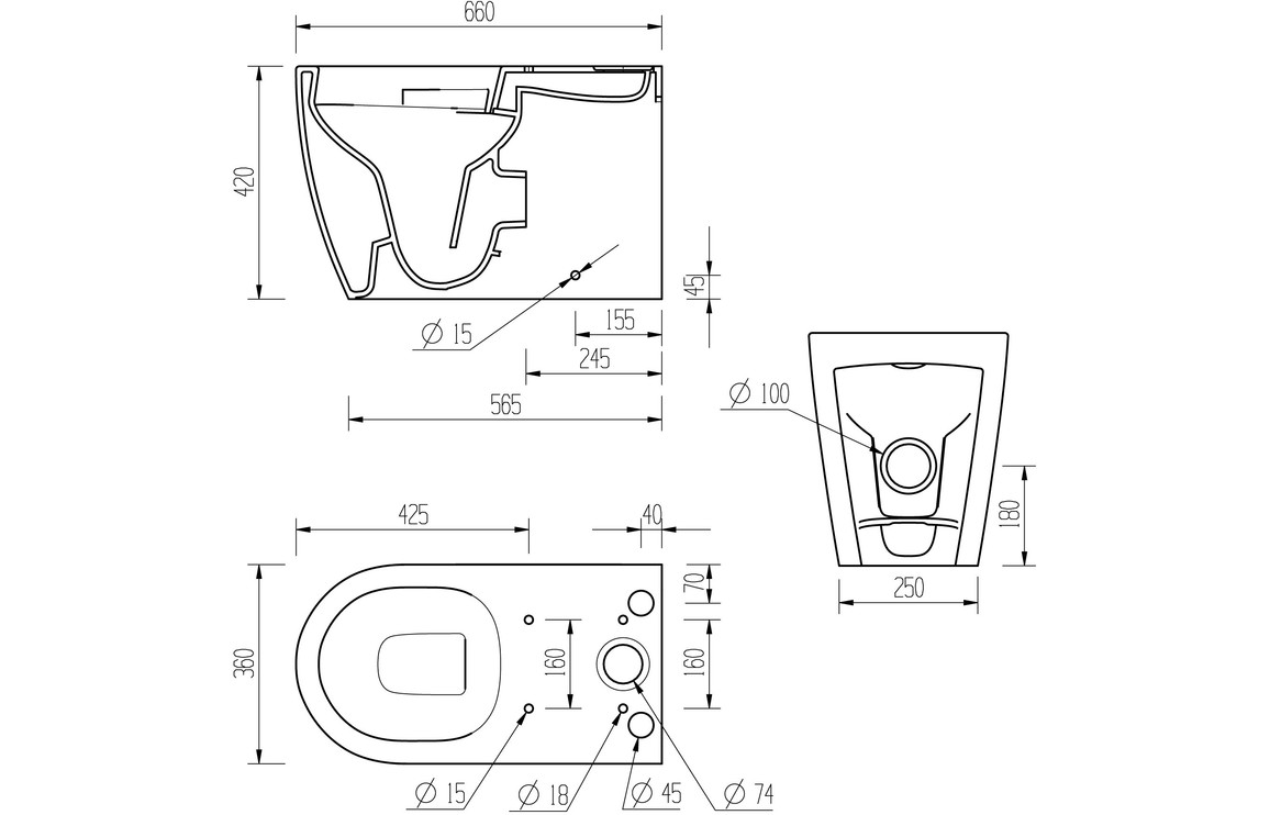 Cilantro Rimless Close Coupled Fully Shrouded WC & Soft Close Seat - Image 6