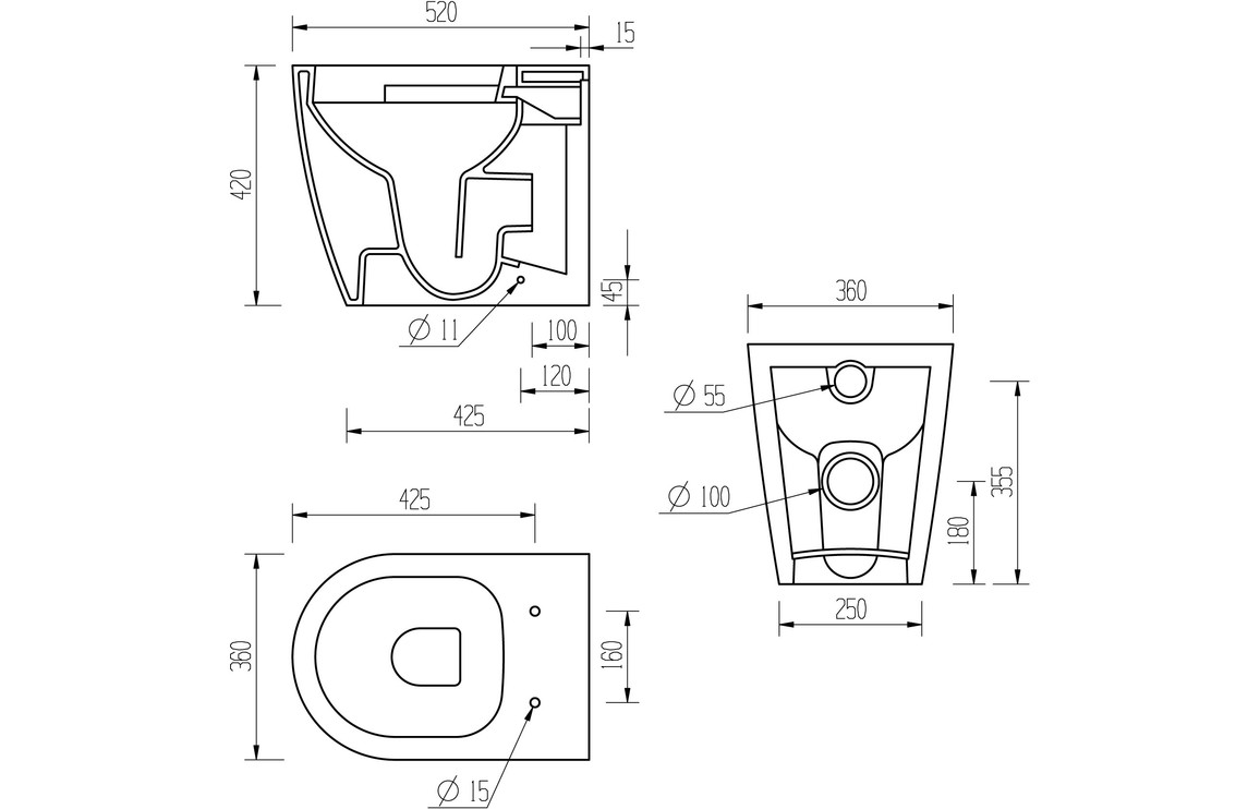 Cilantro Rimless Back To Wall WC & Soft Close Seat - Image 4