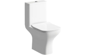Cedarwood Rimless Short Projection Close Coupled Open Back WC & Slim Soft Close Seat