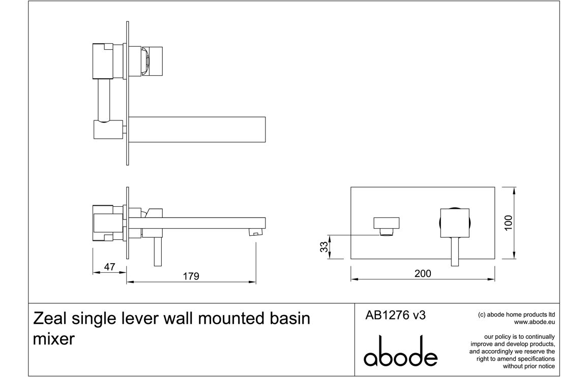 Abode Zeal Pack Offer 5 (Wall Mounted Basin Mixer & Bath Filler) - Chrome - Image 5