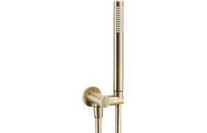 Abode Euphoria Circular Wall Outlet, Handset & Bracket Set - Antique Brass