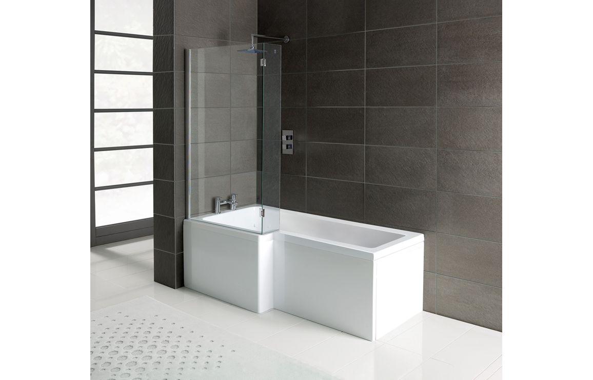 L-Shape 1700x700-850x410mm 0TH Shower Bath, Panel & Screen (LH)