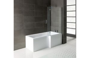 L-Shape 1700x700-850x410mm 0TH Shower Bath, Panel & Screen (RH)
