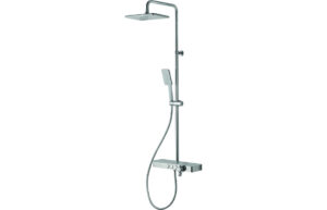 Vema Thermostatic Shower Column w/Fixed Head, Riser, Shelf & Foot Wash - White/Chrome