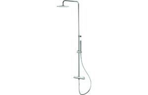 Vema Thermostatic Round Bar Valve w/Fixed Head & Riser - Chrome