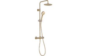 Aurora Round Thermostatic Bar Mixer w/Riser Kit - Brushed Brass