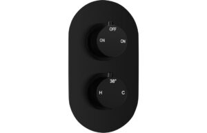 Aurora Thermostatic Two Outlet Twin Shower Valve - Matt Black