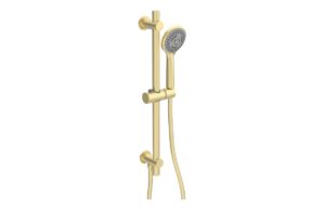 Aurora Round Riser Rail Kit w/Elbow & 3 Mode Handset - Brushed Brass