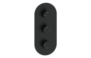Aurora Thermostatic Two Outlet Triple Shower Valve - Matt Black