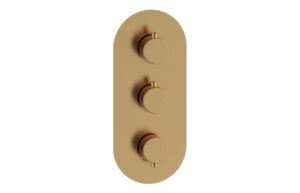 Aurora Thermostatic Two Outlet Triple Shower Valve - Brushed Bronze