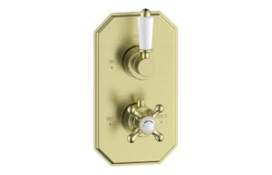 Berwick Traditional Lever Thermostatic Single Outlet Shower Valve - Brushed Brass