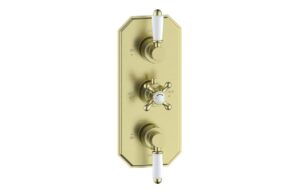 Berwick Traditional Lever Thermostatic Two Outlet Shower Valve - Brushed Brass