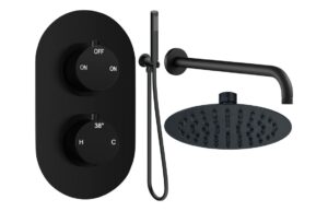 Aurora Round Shower Valve & Kit Pack 4 - Matt Black