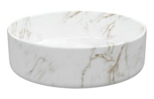 Luxey 355mm Ceramic Round Washbowl & Waste - Marble Effect