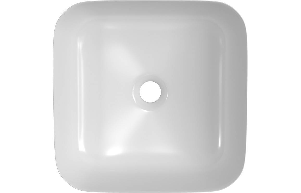 Luxey 400mm Ceramic Square Washbowl & Waste - Matt White - Image 4