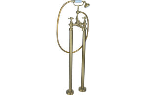 Tadlow Floor Standing Bath/Shower Mixer & Shower Kit - Brushed Brass