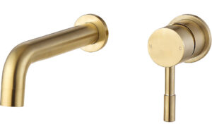 Pescara 155mm Wall Mounted Basin Mixer - Brushed Brass