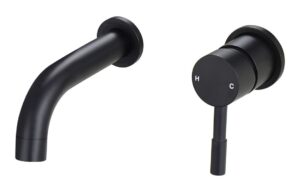 Pescara 155mm Wall Mounted Basin Mixer - Matt Black