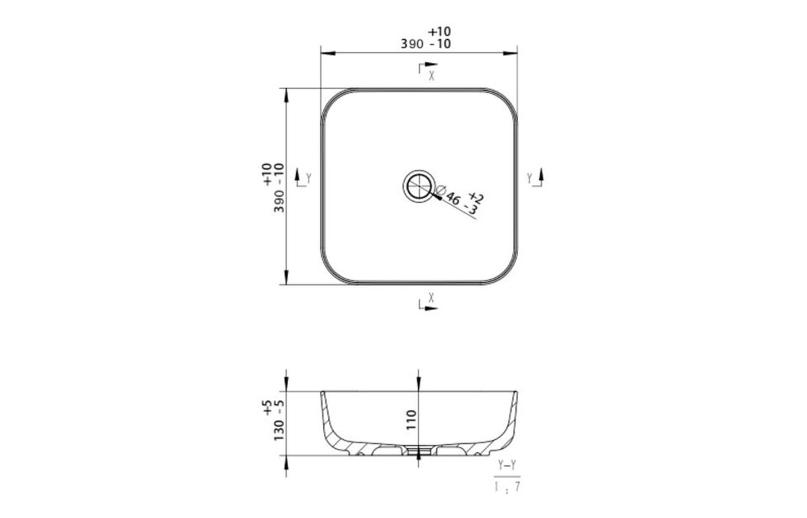 Luxey 400mm Ceramic Square Washbowl & Waste - Matt White - Image 6