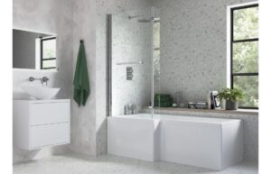 Navarre L Shape 1700x850x560mm 0TH Shower Bath Pack (LH) - Chrome