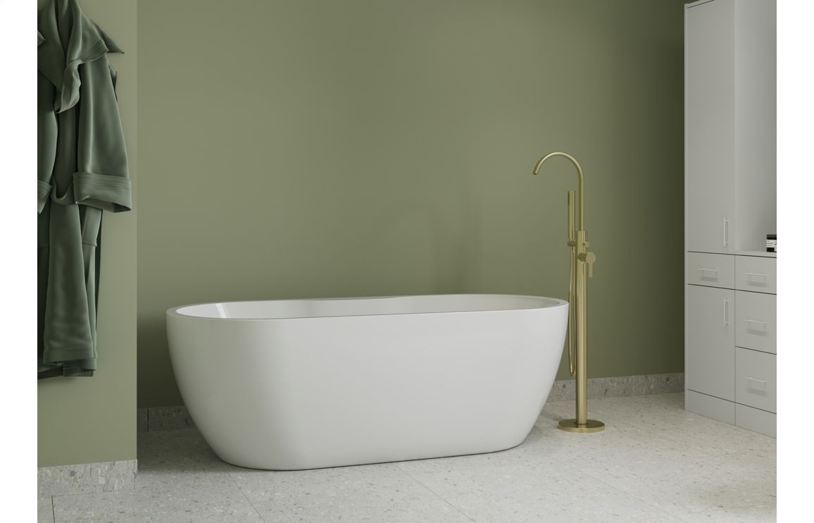 //2Go Freestanding 1650x745x580mm 0TH Bath - Gloss White - Image 5