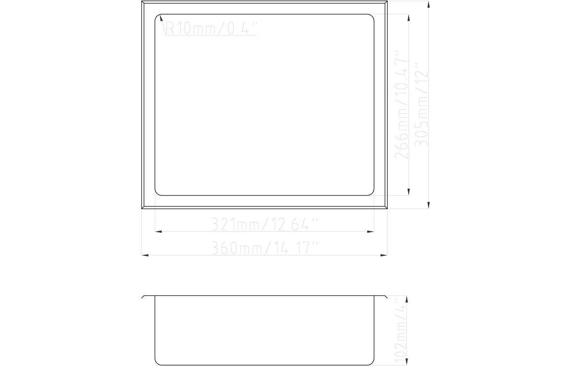 305x360mm Bathroom Niche - Brushed Brass - Image 3