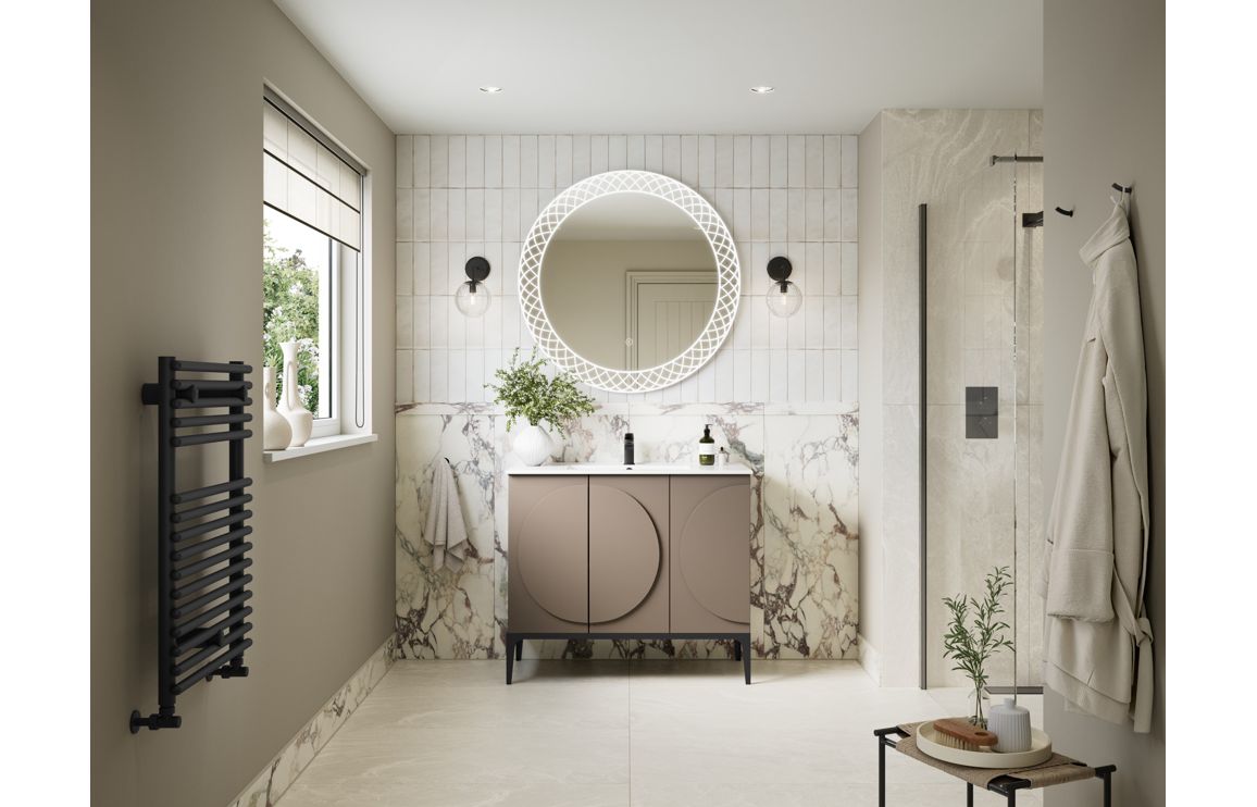 Chic 610mm Floor Standing 2 Door Basin Unit & 1TH Basin - Matt Taupe - Image 3