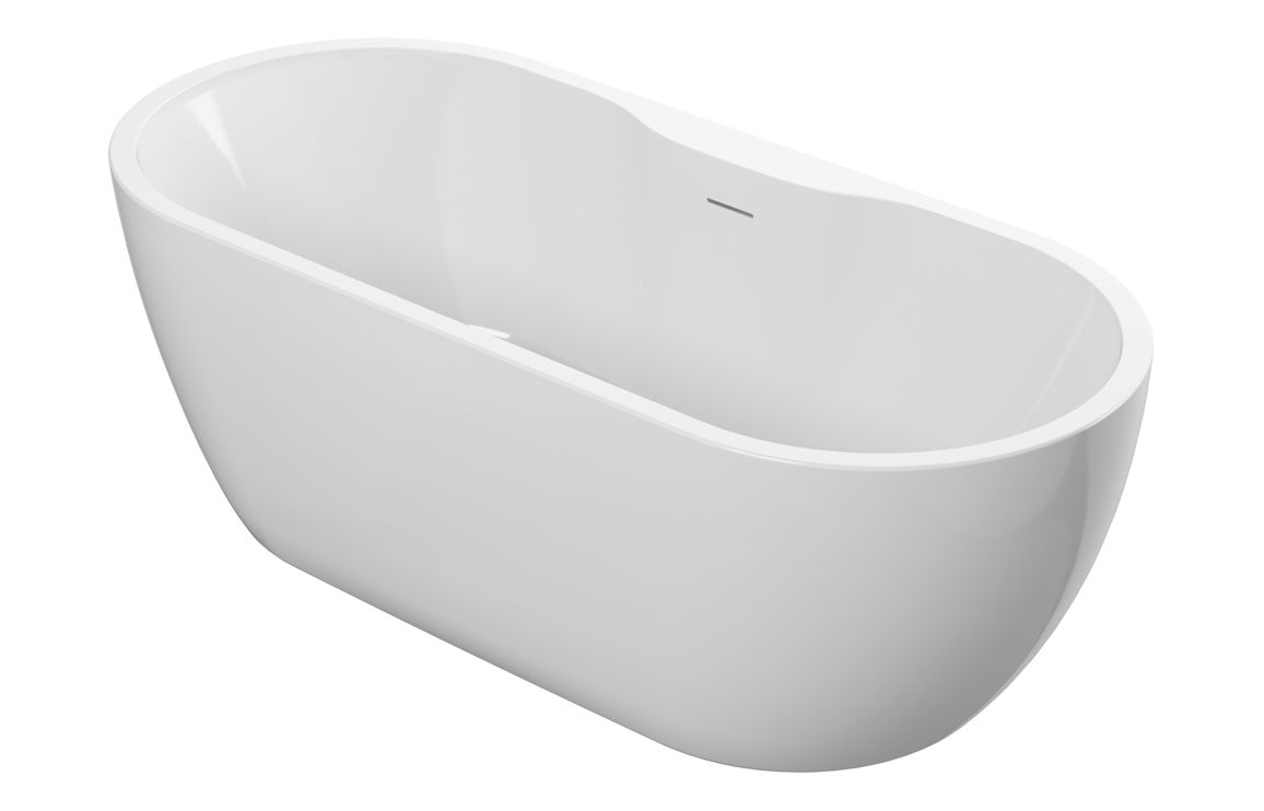 //2Go Freestanding 1650x745x580mm 0TH Bath - Gloss White - Image 2