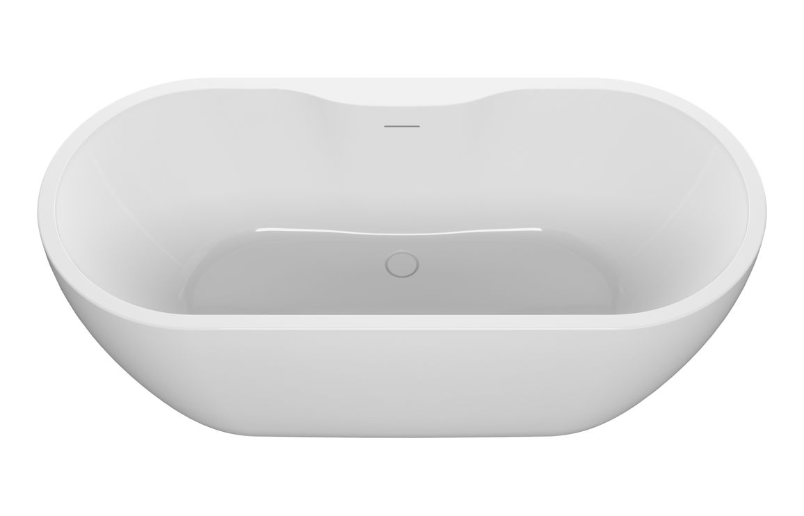 //2Go Freestanding 1650x745x580mm 0TH Bath - Gloss White - Image 3