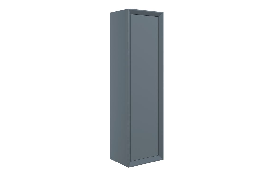 Push 345mm Wall Hung 1 Door Tall Unit - Matt Storm Blue