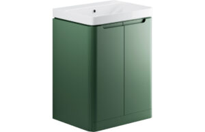 Lambra 605mm 2 Door Floor Standing Basin Unit - Matt Sage Green