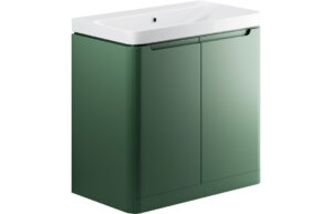 Lambra 805mm 2 Door Floor Standing Basin Unit - Matt Sage Green