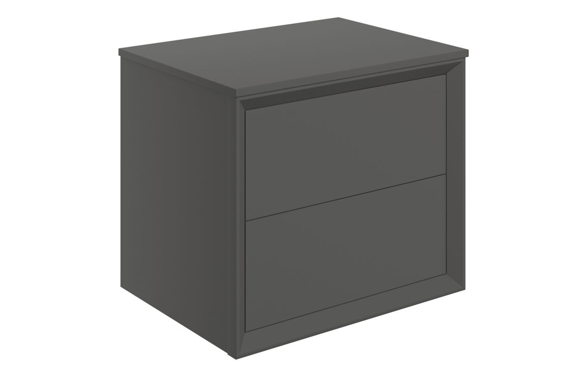 Push 610mm Wall Hung 2 Drawer Basin Unit & Top - Matt Clay