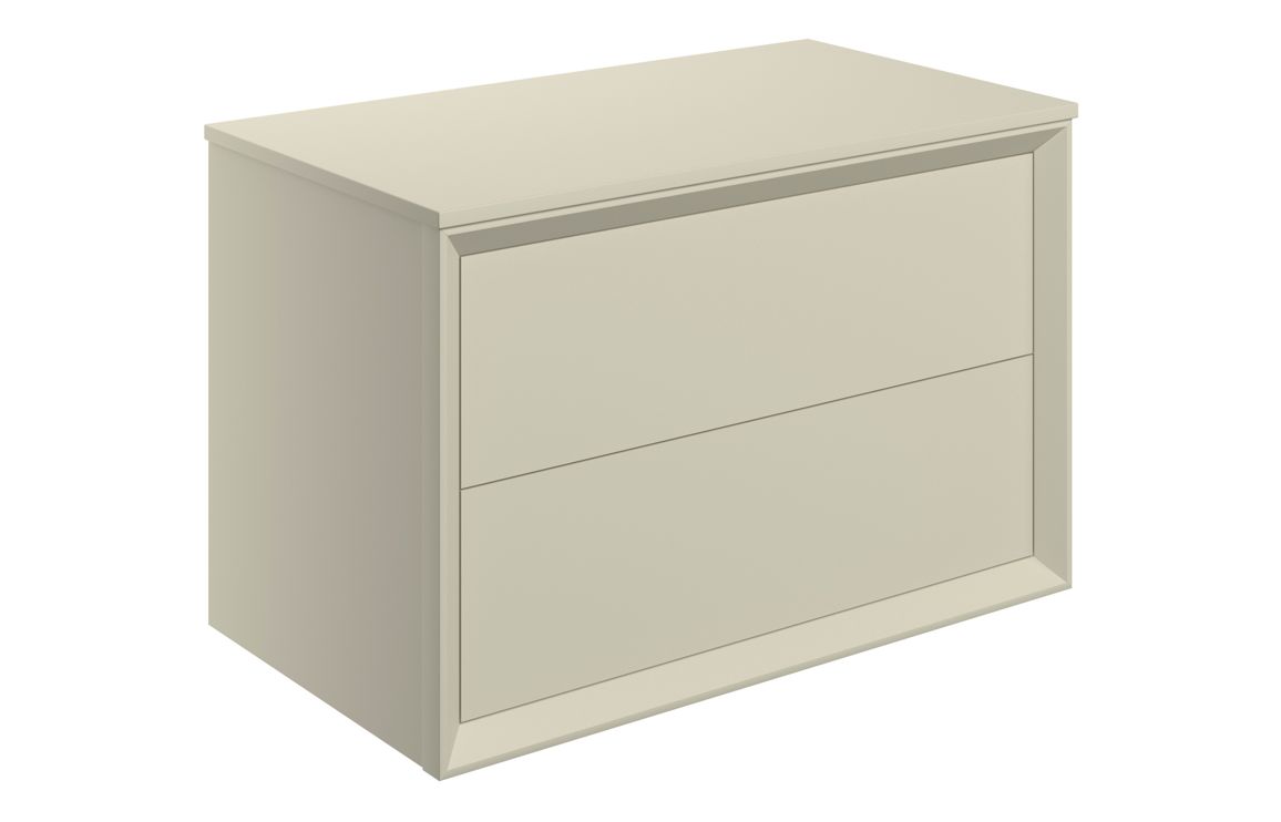 Push 810mm Wall Hung 2 Drawer Basin Unit & Top - Matt Cotton