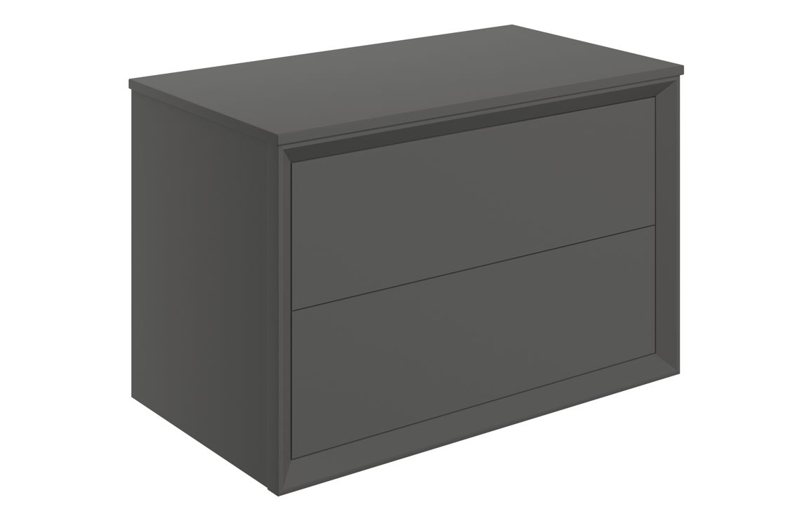 Push 810mm Wall Hung 2 Drawer Basin Unit & Top - Matt Clay