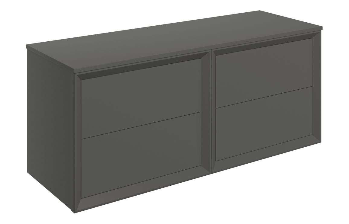 Push 1210mm Wall Hung 4 Drawer Basin Unit Run & Top - Matt Clay