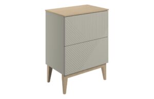 Ligne 610mm Floor Standing 2 Drawer Basin Unit & Maple Oak Effect Worktop - Matt Oat