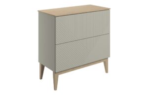 Ligne 810mm Floor Standing 2 Drawer Basin Unit & Maple Oak Effect Worktop - Matt Oat
