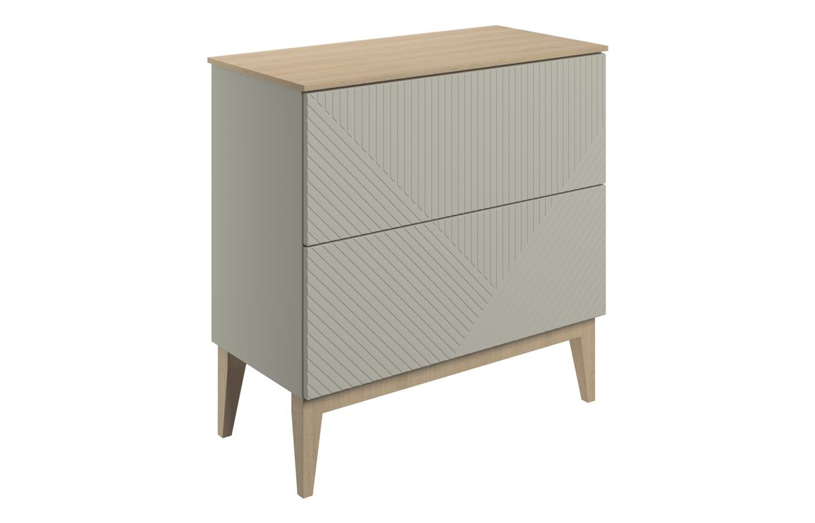 Ligne 810mm Floor Standing 2 Drawer Basin Unit & Maple Oak Effect Worktop - Matt Oat