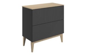 Ligne 810mm Floor Standing 2 Drawer Basin Unit & Maple Oak Effect Worktop - Matt Graphite Grey