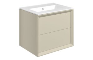 Push 610mm Wall Hung 2 Drawer Basin Unit & 0TH Thin Edge Basin - Matt Cotton