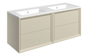Push 1210mm Wall Hung 4 Drawer Basin Unit & 0TH Thin Edge Basin - Matt Cotton