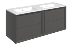 Push 1210mm Wall Hung 4 Drawer Basin Unit & 0TH Thin Edge Basin - Matt Clay
