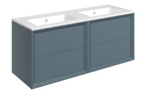 Push 1210mm Wall Hung 4 Drawer Basin Unit & 0TH Thin Edge Basin - Matt Storm Blue