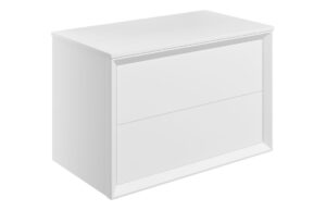 Push 810mm Wall Hung 2 Drawer Basin Unit & Top - Matt White