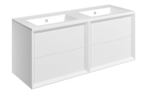Push 1210mm Wall Hung 4 Drawer Basin Unit & 2TH Thin Edge Basin - Matt White