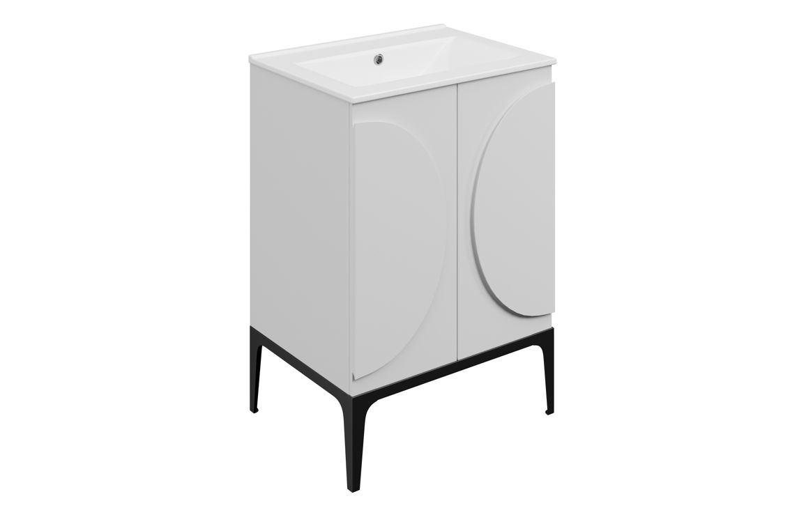 Chic 610mm Floor Standing 2 Door Basin Unit & 0TH Basin - Matt White - Image 2