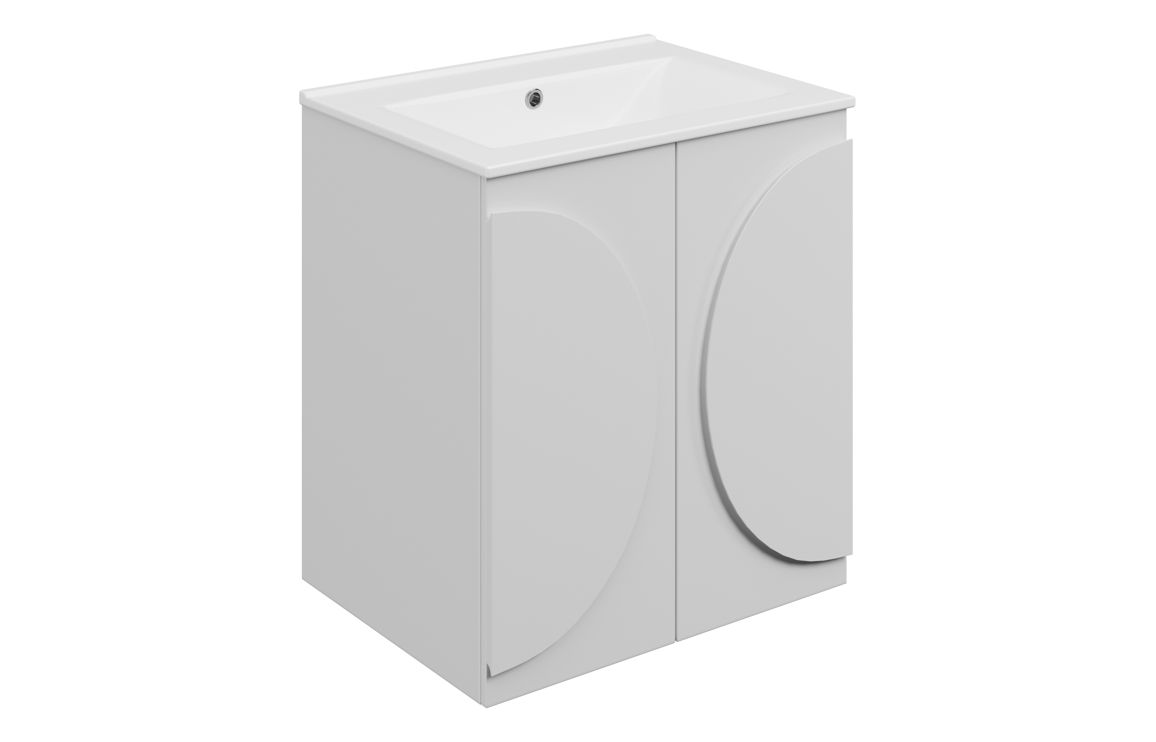 Chic 610mm Floor Standing 2 Door Basin Unit & 0TH Basin - Matt White